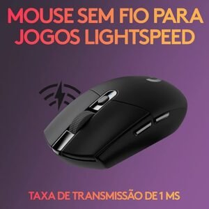 Mouse Gamer Sem Fio Logitech G305 LIGHTSPEED com 6 Botões Programáveis e Até 12.000 DPI