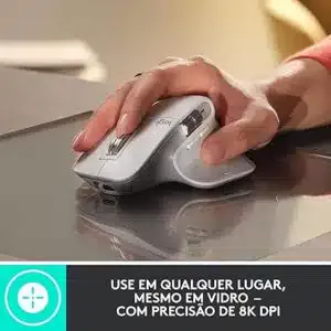 Mouse sem fio Logitech MX Master 3S com Sensor Darkfield para Uso em Qualquer Superfície, Design Ergonômico, Clique Silencioso, Conexão USB ou Bluetooth